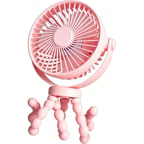 mini ventilateur portable,clip pliable avec 3 modes ventilation,Réglable à 720°,Alimenté par USB,Intérieur, extérieur,rose (1/4)