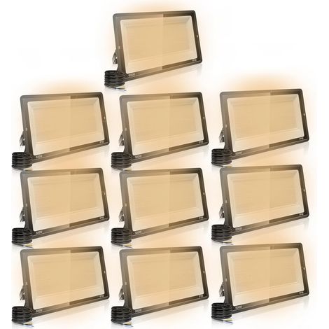 【10PCS】500W Projecteur LED Exterieur 50000LM IP66 Imperméable spot led exterieur Super Brillant Eclairage Extérieur Blanc Chaud(3000k) Sécurité spot led pour stades, usines, Parking, garage, jardi (1/5)