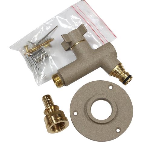 Robinet de jardin antigel OSLO vertical Mâle 1/2" (15/21) avec son applique PER à sertir Ø16 - Sable - Anquier