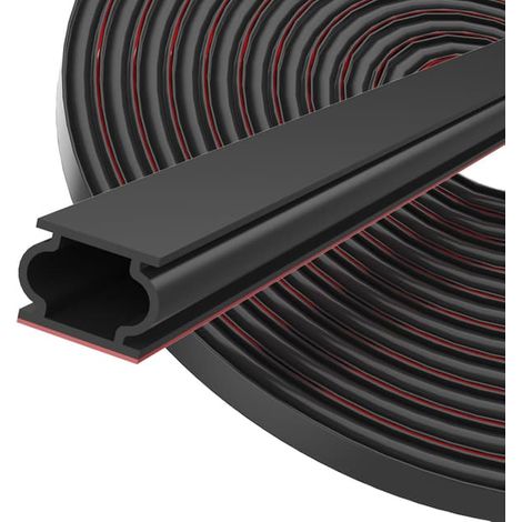 Joint d'étanchéité de porte, auto-adhésif, 12 mm (largeur) x 8 mm (profondeur) / 6 m (longueur), pour butées de porte, flexible, étanche, en caoutchouc, noir. (1/5)
