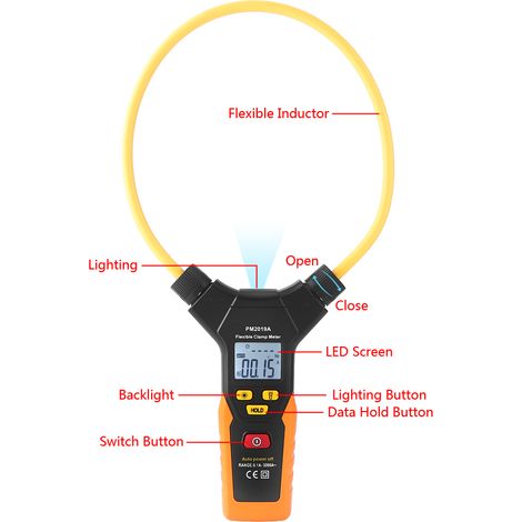 PEAKMETER PM2019A Hochpräzises, tragbares Digitalmultimeter mit flexibler Stromzange zur Messung von Wechselstromwiderstand und Frequenz (1/5)