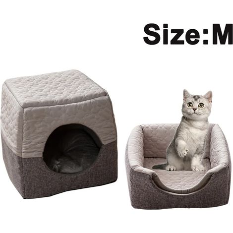 Canapé-lit pliable antidérapant gris pour animaux de compagnie 37x33x30cm chats et chiens (1/5)