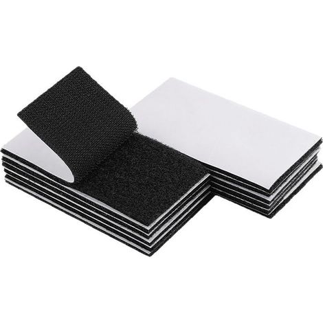2 x 8 cm carré - ensemble de 12 - bande de fixation autocollante pour l'intérieur et l'extérieur - pas de trous ou de vis nécessaires, noir