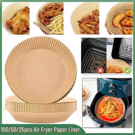 25xFriteuse à air papier doublure jetable antiadhésif parchemin micro-ondes cuisson cuisine alimentaire absorbeur d'huile (1/4)