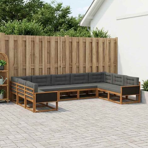 vidaXL Outdoor-Sofagarnitur mit Kissen 9 pcs Natur und Anthrazit (1/5)
