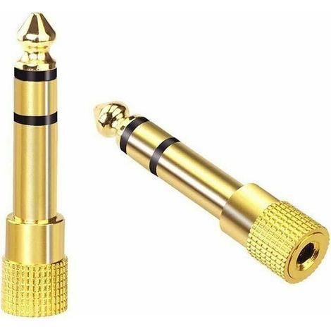 Adattatore jack audio stereo VCE da 6,35 mm maschio a 3,5 mm femmina placcato oro, confezione da 2 (1/5)