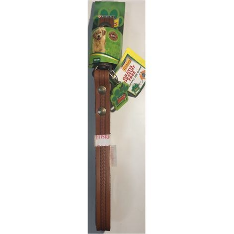 100cm Brown Leather Leash - QR code identity - Friskies Purina