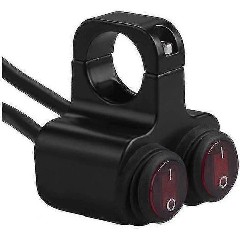 Commande double pour guidon de moto/quad/vélo 12 V étanche, 22 mm (7/8 pouce), bouton d'arrêt d'urgence, interrupteur de phare, feux de détresse, feux de freinage et feux de brouillard. (1/5)
