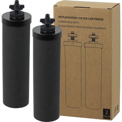Lot de 2 Filtres à Eau Noirs Compatibles Berkey Big Royal Imperial Rechange Haute Performance Purification Gravité (1/5)