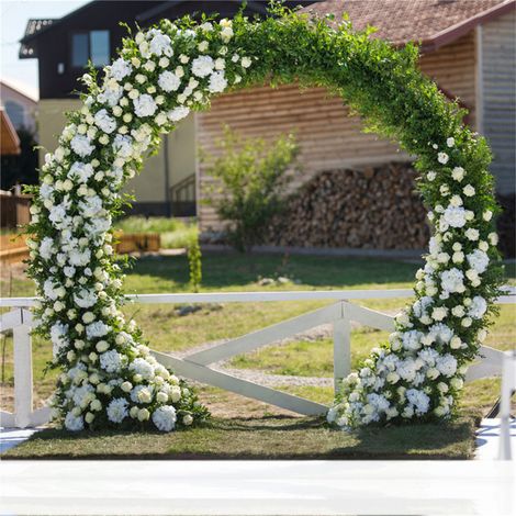 Arco Decorativo de boda redondo 2.2M x 2M Telón de fondo de recepción Decoración de arco Blanco UNHO