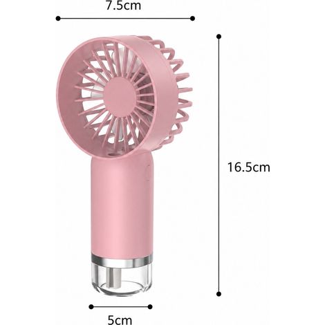 Ventilateur Brumisateur Portable 16,5 x 7,5 x 5 cm ABS Rose 5 Pales 3 Vitesses (1/4)
