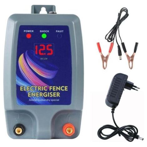 Electrificateur, conducteur et isolateur de clôture Clôture électrique pour bétail, Animaux, électrifica de clôture, Haute Puissance, 3 Modes d'alimentation pour élevage de volailles (1/4)