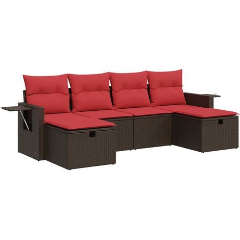 vidaXL Set Divano da Giardino 6 pz con Cuscini Marrone in (1/5)