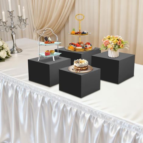 4-Piece Buffet Risers Set, Black Acrylic Food Risers for Buffet Table, Cake Stands with Stackable Design, Cupcake Stands for Wedding Party, Home Kitchen, 8 9 10 12 Inch (1/5)