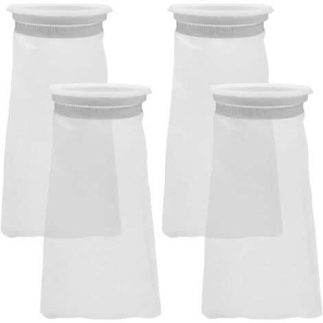 Lot de 4 sacs filtrants pour aquarium de 10,2 cm, chaussettes filtrantes en maille de nylon, filtration en feutre de 100 microns, anneau de 10,2 cm par 25,4 cm de long (1/5)