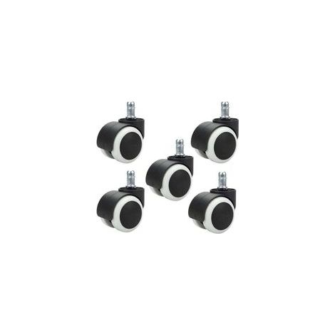5 pièces roulettes de Chaise de Bureau 48 mm pour Chaise d'ordinateur roulettes pivotantes pour Chaise de Bureau Roues de Remplacement Taille de Tige Standard 11 mm × 20 mm, sans Rayures ni (1/4)