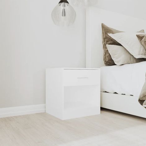 INLIFE Table de chevet 2 pcs avec tiroir Blanc (1/5)
