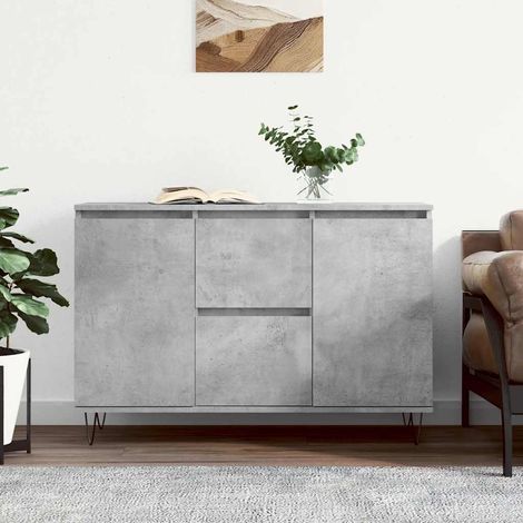 Buffet, Meuble de Rangement, Armoire de Cuisine gris béton 104x35x70 cm bois d'ingénierie NKK72833 (1/5)