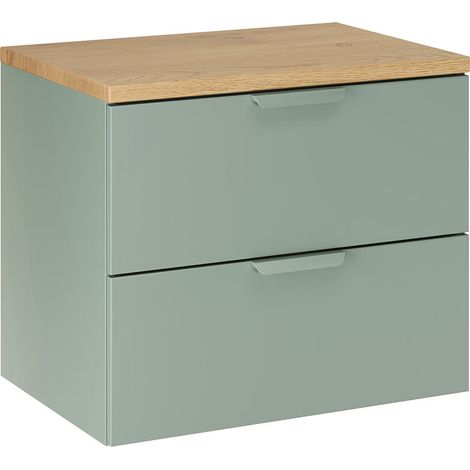 Meuble sous-vasque 60cm plan de toilette Oria Vert mat (1/5)
