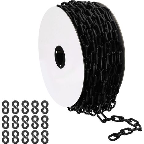 35M Chaîne en Plastique pour Contrôle des Sécurité 6mm Noir (1/5)