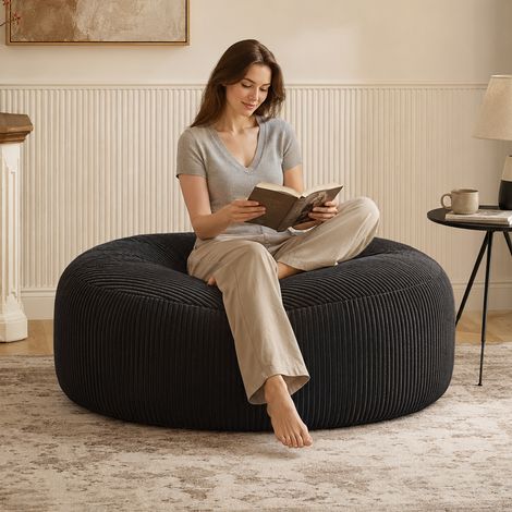 Sillón reclinable extragrande, puf de 1,80 m, relleno de espuma viscoelástica, puf para adultos y adolescentes, sofá mullido con funda de tela suave, sofá redondo para sala de estar, dormitorio o resi (1/5)