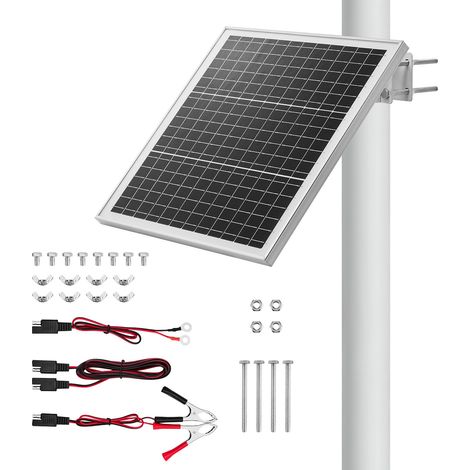 VEVOR Solarpanel-Batterieladegerät 20W 12V, Monokristallines Solarpanel Kit mit Schutz-Controller & 0-60° Verstellbarer Masthalterung, Solarladegerät für 40-80mm Masten, Solarmodule für Außengebrauch (1/5)
