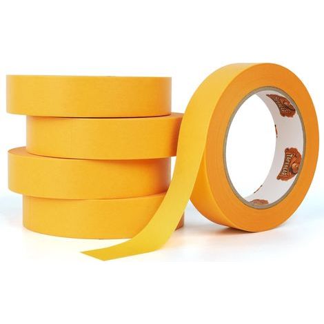Ruban de Masquage Professionnel pour Surfaces Délicates 25mm x 50m, 5x Adhésif Sans Laisser de Résidus, Lignes de Peinture Tranchantes pour Usage Intérieur, Précis Peindre, Vernir, Rénover (1/5)