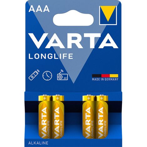 S.Of. Pile Alkaline Varta Aaa - Lr03 Longlife (EMBALLAGE 4 Unit) Ø10,5x44,5mm (1/2)
