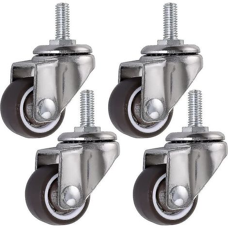 Lot de 4 roulettes pivotantes en caoutchouc M615, tige de 25 mm, pour chariots, diables, lits d'appoint, armoires, tables et autres meubles de chargement. (1/5)