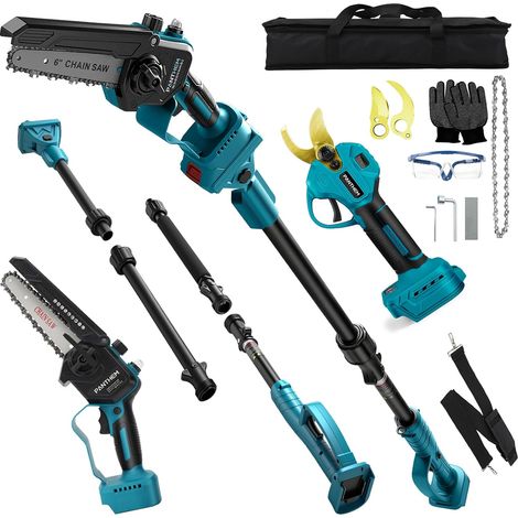 Chainsaw and Sector with Telescopic Battery Compatible with 18V  4 in 1 Battery-Free Pole Pruner Secator Battery, Mini Small Saw with Safety Lock Chain (1/5)