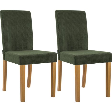 Juego de 2 sillas de comedor Ina de pana Verde Antiguo claro