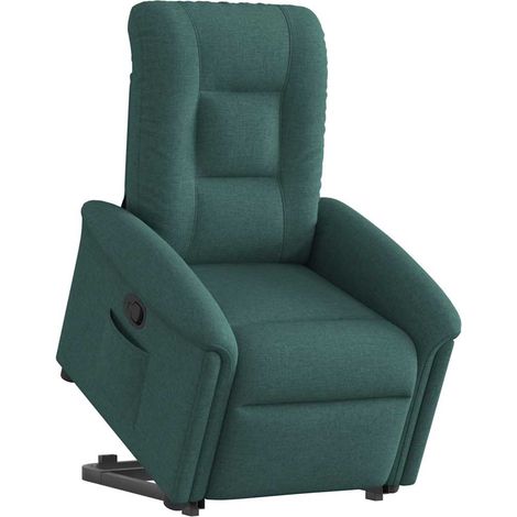 Poltrona Alzapersona Reclinabile Verde Scuro in Tessuto vidaXL (1/5)
