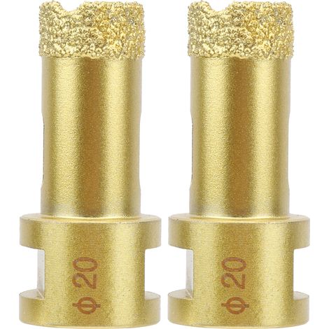 Lot de 2 Trépan Diamant M14 20mm, Foret à Béton et Marbre, Scie Cloche Brasée pour Perçage, Outillage Professionnel (1/5)