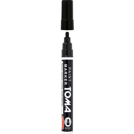 Pennarelli a olio TOMA, 4 pezzi, per dipingere ACCIAIO, GOMMA, LEGNO, PLASTICA E VETRO - NERO (1/5)