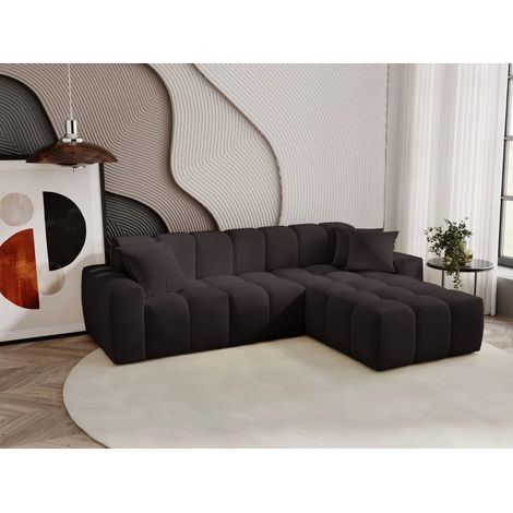 Canapé D'angle Méridienne Droite Colombo Tissu Velours Noir (1/5)