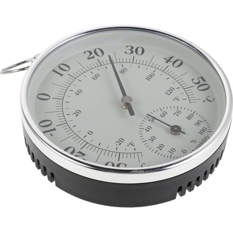 Thermomètre-hygromètre numérique 4" métal blanc, pour bureau (1/5)