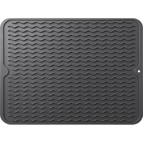 Tapis de séchage à vaisselle, égouttoir à vaisselle en silicone à séchage rapide, tapis de planche pour accessoires de table de comptoir de cuisine, tapis d'égouttage de vaisselle résistant à la chale (1/4)