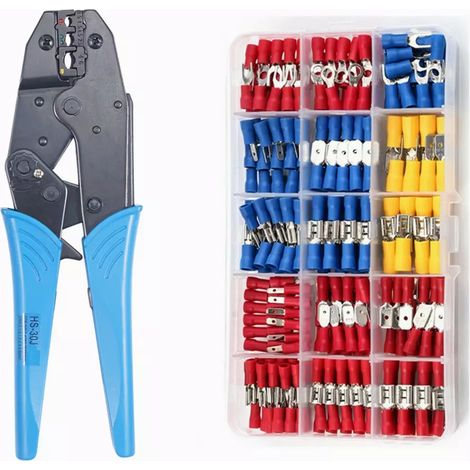 Pince à sertir à verrouillage pour cosses isolées, outil de sertissage pour cosses isolées avec mécanisme de verrouillage efficace et force de pression réglable (1/5)