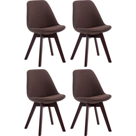 Lot de 4 chaises de salle à manger design scandinave en tissu marron et piètement à 4 pieds en bois foncé 100008637 (1/4)