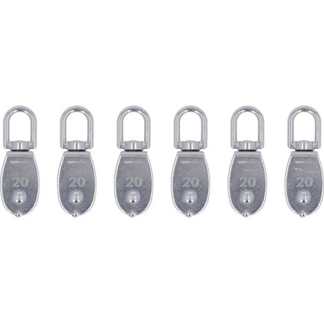 Poulie pivotante M20 75 kg en acier inoxydable avec crochet à ressort M7 (lot de 6) (1/5)