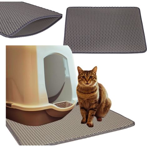 Alfombrilla impermeable de doble capa para arenero de gatos y otros animales. (1/5)