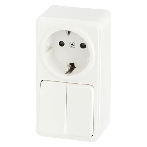Surface mechanism, 250 V (2-circuit double switch + Schuko plug) (1/5)