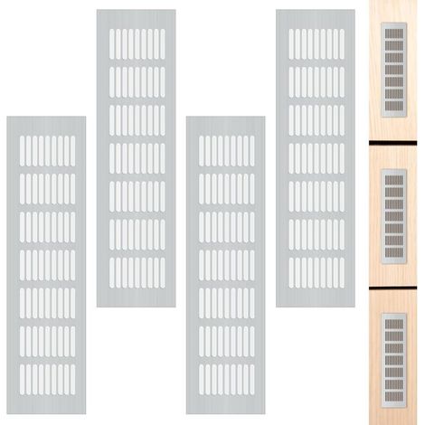 SABIR Grille de Ventilation, Grille d'aeration Rectangulaire pour Armoires Portes Armoires à Chaussures et Grille d'aération Aluminium Aide vos Meubles à Ventiler, Grille d'évacuation d'air (830cm 4 P (1/5)