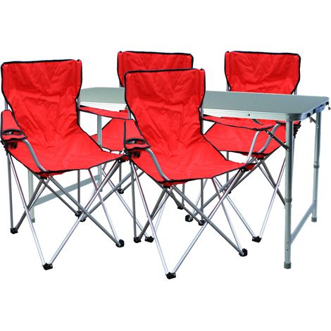 5-teiliges Campingmöbel Set Rot-MMC330872+4xMSP1002 (1/4)