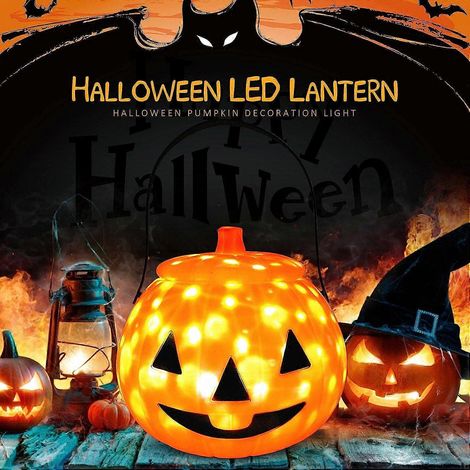 LED Halloween Gypsophila Pompoenlantaarn, Draagbaar Draaiend Halloween Pompoen Nachtlampje met Muziek voor Kinderen, Creatieve Draagbare Halloween Snoepemmer (1/5)