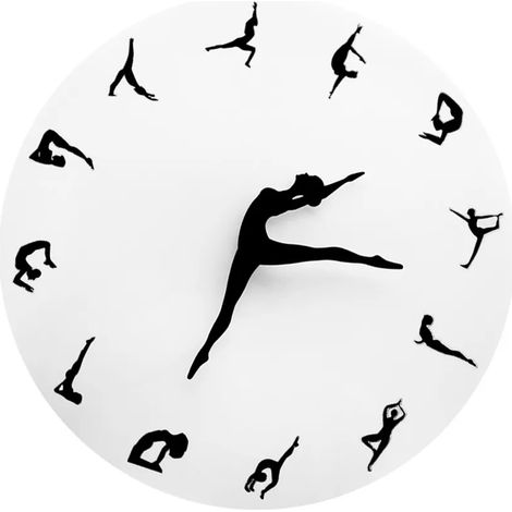 Wanduhr-Dekoration Yoga 30 cm Schwarz