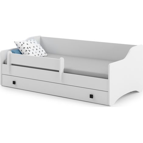 Lit pour enfant avec tiroir - blanc - 160x80cm - avec matelas (1/5)