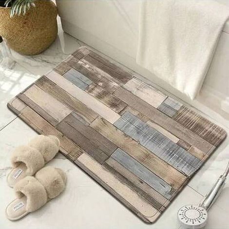 Tapis, motif coupe bois, séchage rapide, 40 x 60 cm, idéal pour les zones d'entrée, salle de bains, salle à manger, salon et Bureau (1/3)