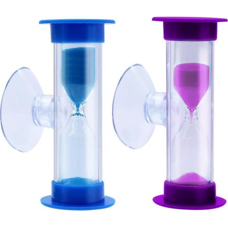 2 Pièces Sablier Minuterie avec Ventouse, 3 et 2 Minutes pour Brossage de Dents Enfant, Couleur Enfants, Horloge Gestion du Temps pour Jeux, Exercice, Etude (1/5)