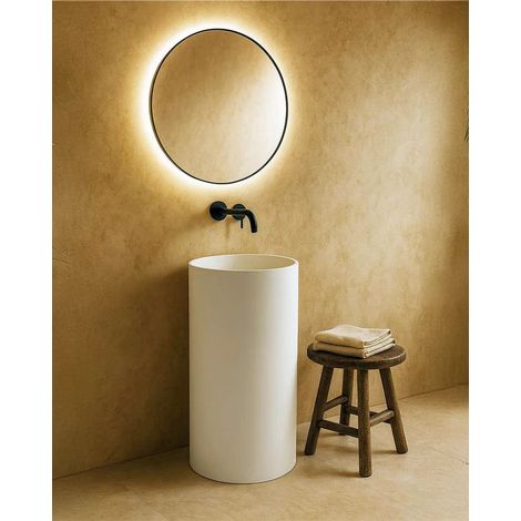 Lavabo 40 cm freestanding Trento in solid surface bianco opaco (1/5)